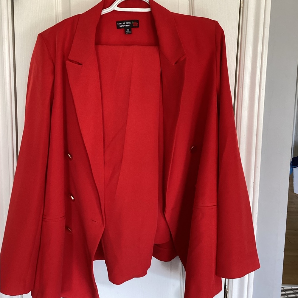 Vibrant Red Pants Suit Set